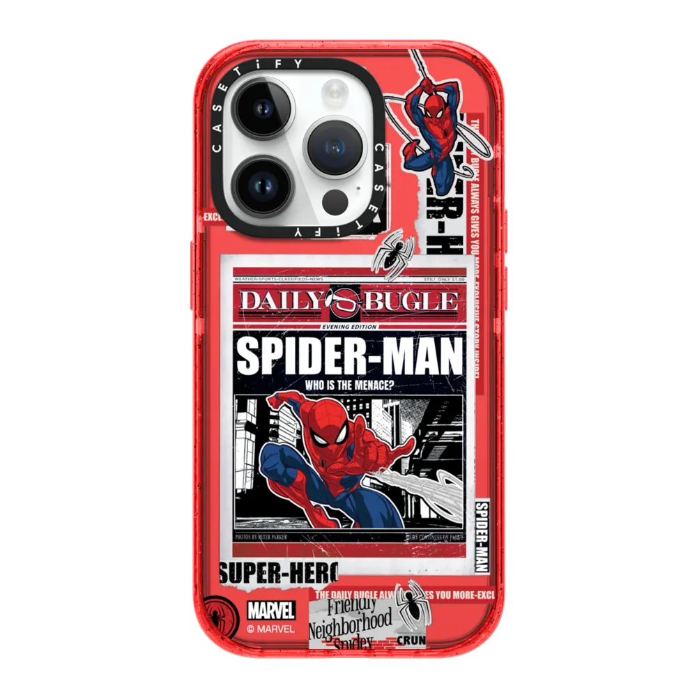 Impact iPhone 14 Pro Case - Spider-Man Newspaper Sticker Red Case