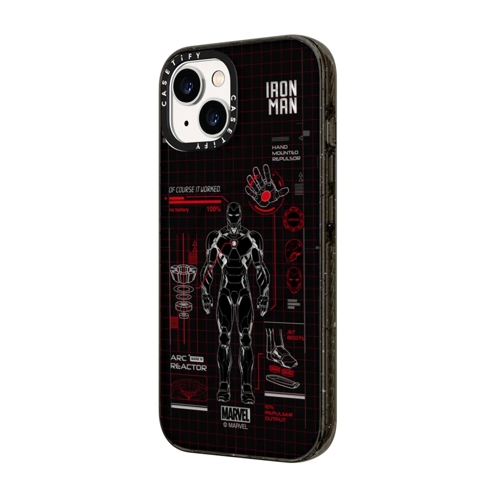 Impact iPhone 14 Case MagSafe Compatible - Iron Man Blue Print Tech Case - Red