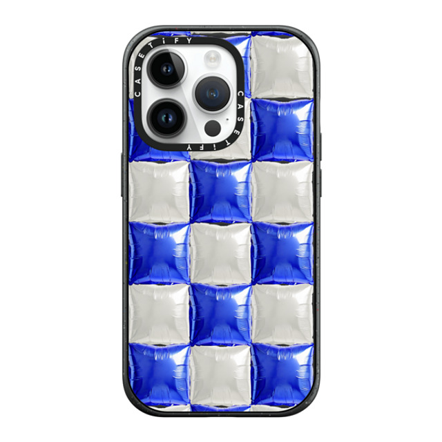 CASETiFY iPhone 14 Pro ケース マットブラック インパクトケース MagSafe対応 Y2K,Pattern Balloon Checkers - Royal Blue