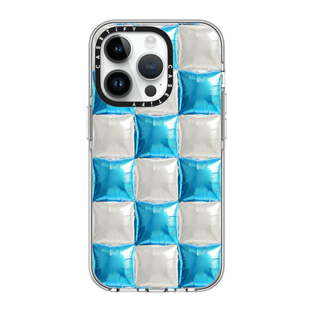 CASETiFY iPhone 14 Pro ケース クリア クリア ケース MagSafe対応 Y2K,Pattern Balloon Checkers - Sky Blue