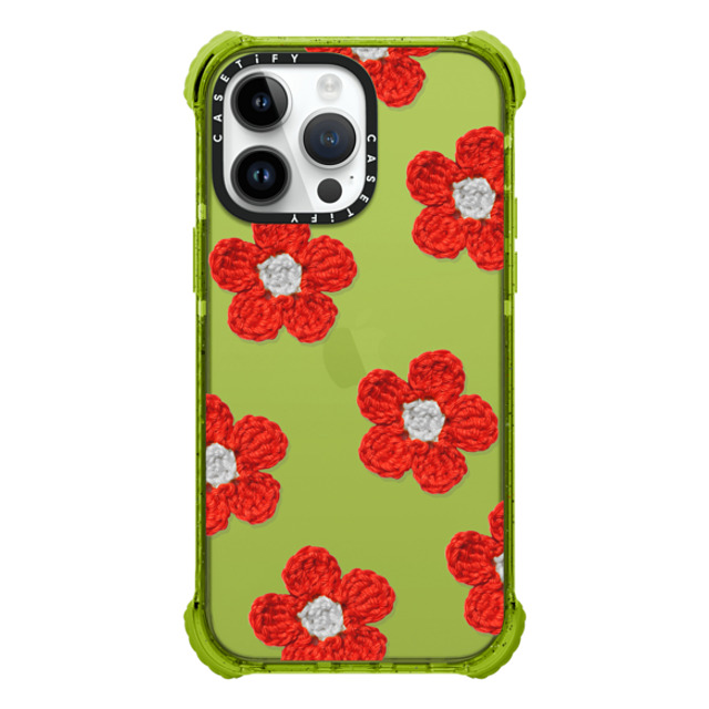 CASETiFY iPhone 14 Pro Max Case Kiwi ウルトラインパクトケース Pattern,Y2K Crochet Flowers - Red CASETiFY iPhone 14 Pro Max Case Kiwi ウルトラインパクトケース Pattern,Y2K Crochet Flowers - Red