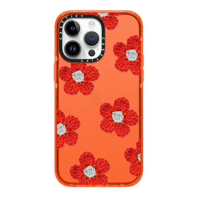 CASETiFY iPhone 14 Pro Max Case オレンジ Impact Case Pattern,Y2K Crochet Flowers - Red CASETiFY iPhone 14 Pro Max Case オレンジ Impact Case Pattern,Y2K Crochet Flowers - Red