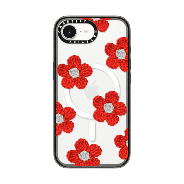 CASETiFY iPhone 16e Case Black Impact Case MagSafe Compatible Pattern,Y2K Y2K,Pattern Crochet Flowers - Red Back to School CASETiFY iPhone 16e Case Black Impact Case MagSafe Compatible Pattern,Y2K Y2K,Pattern Crochet Flowers - Red Back to School