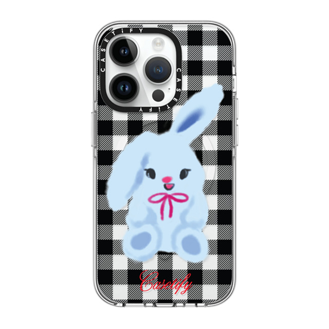 CASETiFY iPhone 14 Pro ケース クリア クリア ケース MagSafe対応 Animal,Cartoon Bunny with Plaid