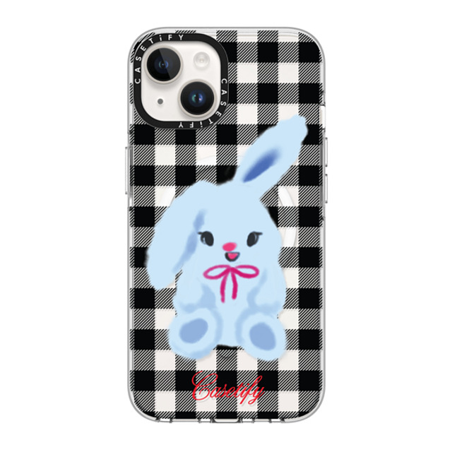 CASETiFY iPhone 14 ケース クリア クリア ケース MagSafe対応 Animal,Cartoon Bunny with Plaid