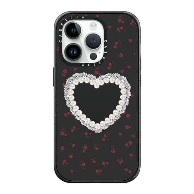 CASETiFY iPhone 14 Pro ケース マットブラック インパクトケース MagSafe対応 Heart,Cottagecore Gothic Pearly Heart