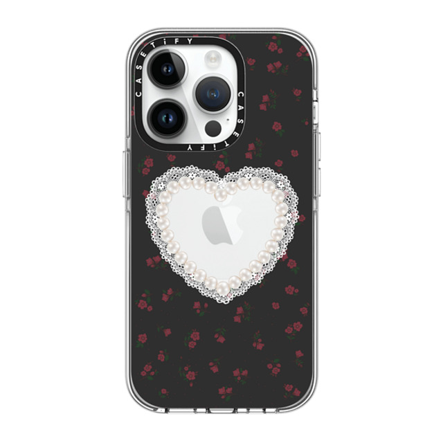 CASETiFY iPhone 14 Pro Case Clear Clear Case MagSafe Compatible Cottagecore,Heart Gothic Pearly Heart CASETiFY iPhone 14 Pro Case Clear Clear Case MagSafe Compatible Cottagecore,Heart Gothic Pearly Heart