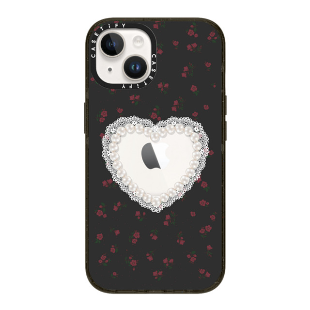 CASETiFY iPhone 14 ケース ブラック インパクトケース MagSafe対応 Heart,Cottagecore Gothic Pearly Heart