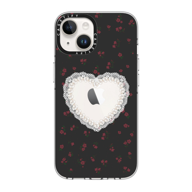 CASETiFY iPhone 14 ケース クリア クリア ケース MagSafe対応 Heart,Cottagecore Gothic Pearly Heart