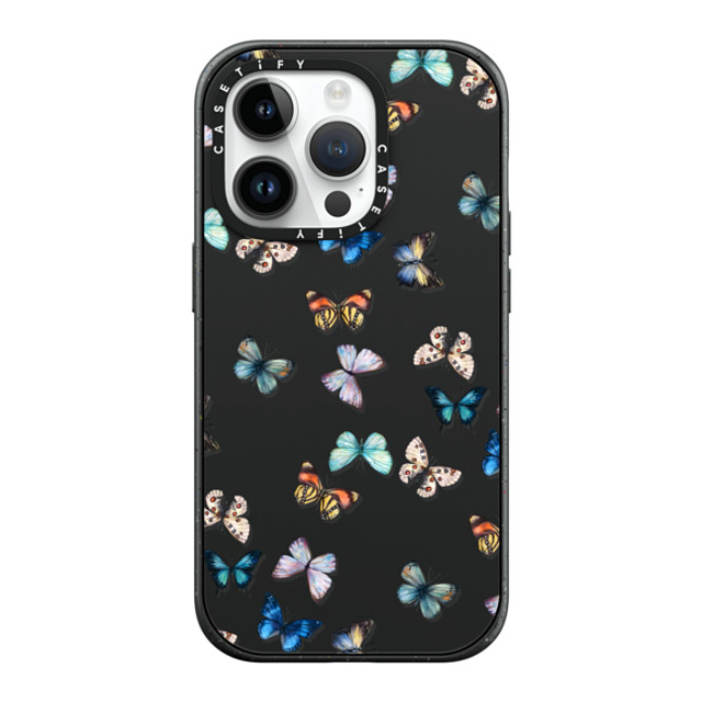 CASETiFY iPhone 14 Pro ケース マットブラック インパクトケース MagSafe対応 Animal Noir Butterfly