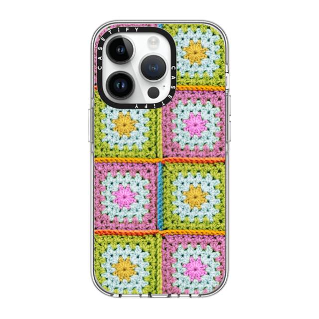 CASETiFY iPhone 14 Pro ケース クリア クリア ケース MagSafe対応 Cottagecore Crochet Granny Squares