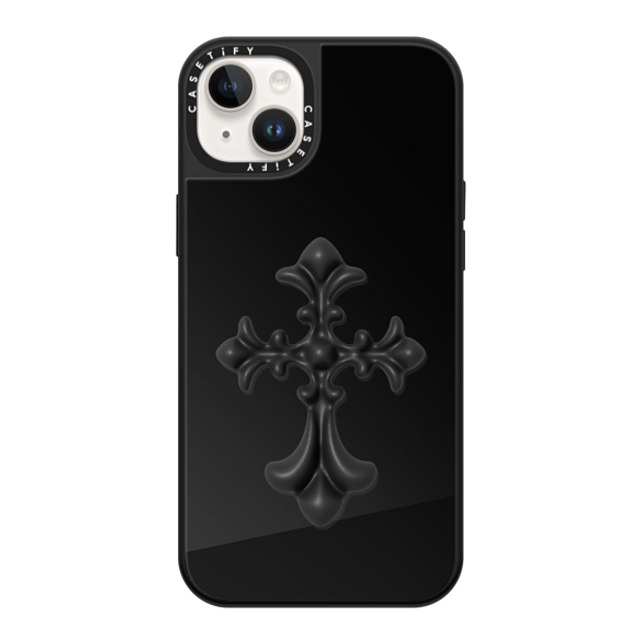 CASETiFY iPhone 14 Plus Case Black on Black ミラーケース MagSafe対応 Y2K Cross Heritage CASETiFY iPhone 14 Plus Case Black on Black ミラーケース MagSafe対応 Y2K Cross Heritage