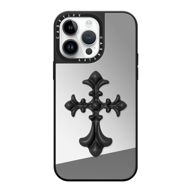 CASETiFY iPhone 14 Pro Max ケース Silver on Black ミラーケース MagSafe対応 Y2K Y2K Cross Heritage Father's Day CASETiFY iPhone 14 Pro Max ケース Silver on Black ミラーケース MagSafe対応 Y2K Y2K Cross Heritage Father's Day