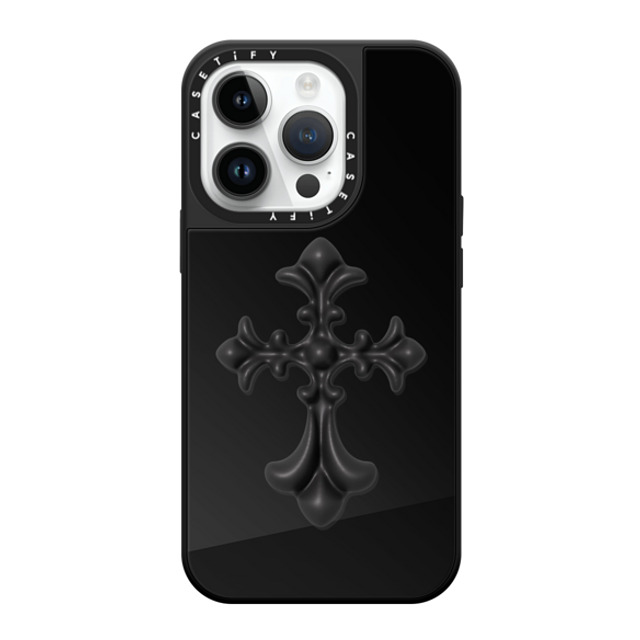 CASETiFY iPhone 14 Pro ケース Black on Black ミラーケース MagSafe対応 Y2K Y2K Cross Heritage Back to School CASETiFY iPhone 14 Pro ケース Black on Black ミラーケース MagSafe対応 Y2K Y2K Cross Heritage Back to School