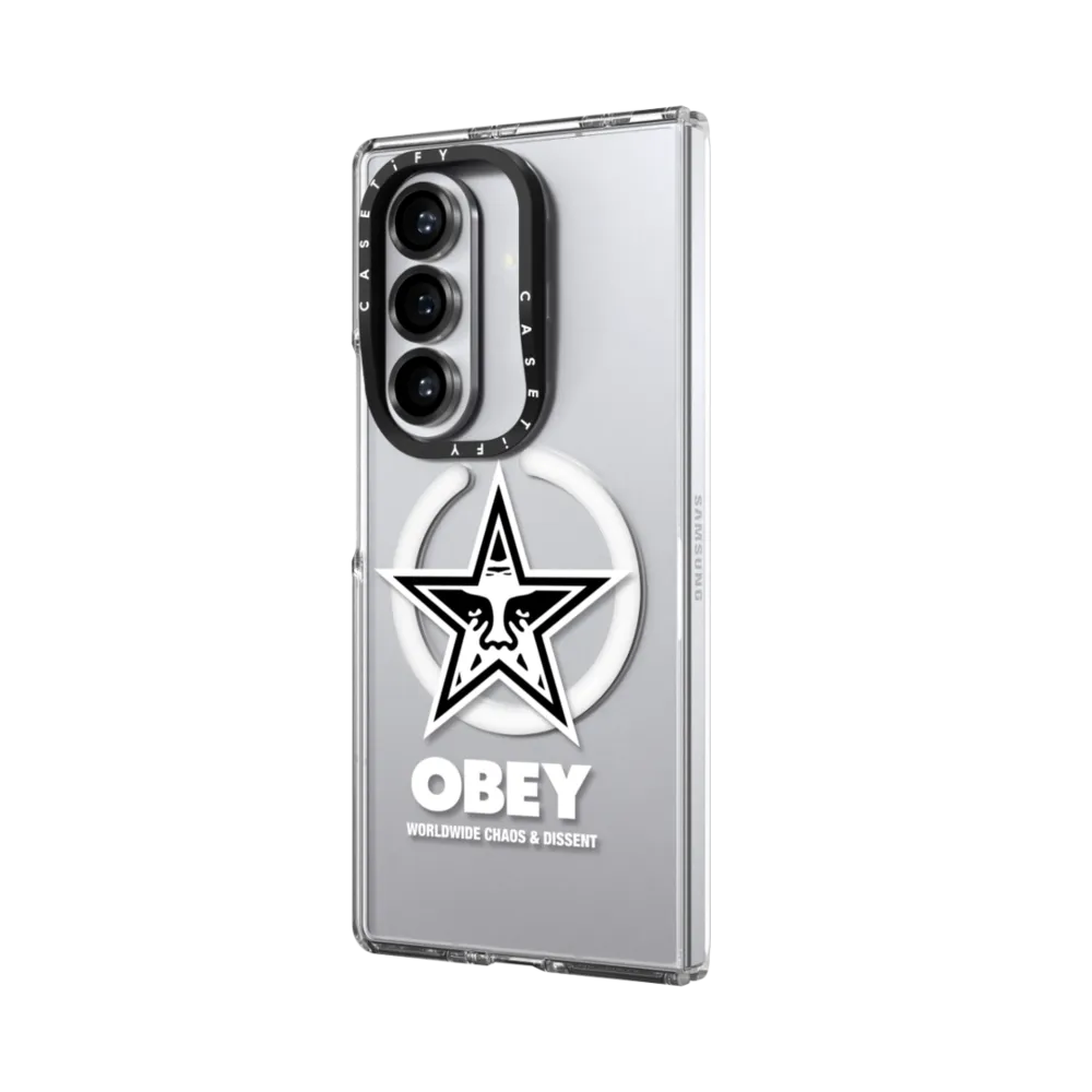 Impact Clear Magnetic Galaxy Z Fold7 Case - OBEY Star Icon Face Phone Case