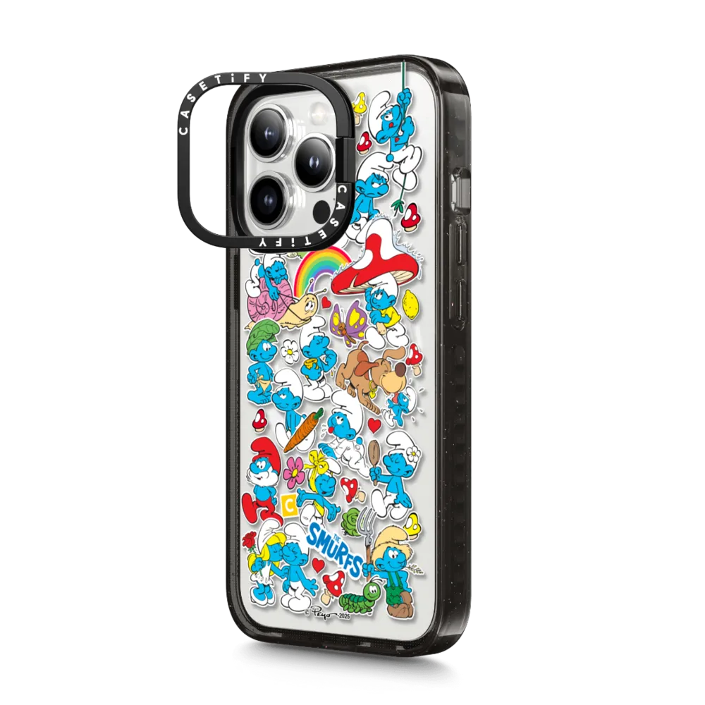 Impact Ring Stand iPhone 13 Pro Max Case MagSafe Compatible - The Smurfs Sticker Pattern Case