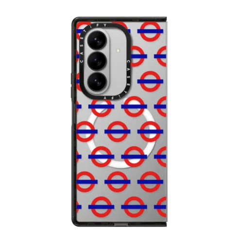 Galaxy Z Fold7 - Tube Line Roundels Pattern Phone Case - Red & Blue Edition