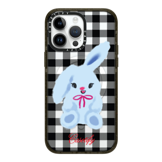 CASETiFY iPhone 14 Pro Max ケース ブラック インパクトケース MagSafe対応 Animal,Cartoon Bunny with Plaid