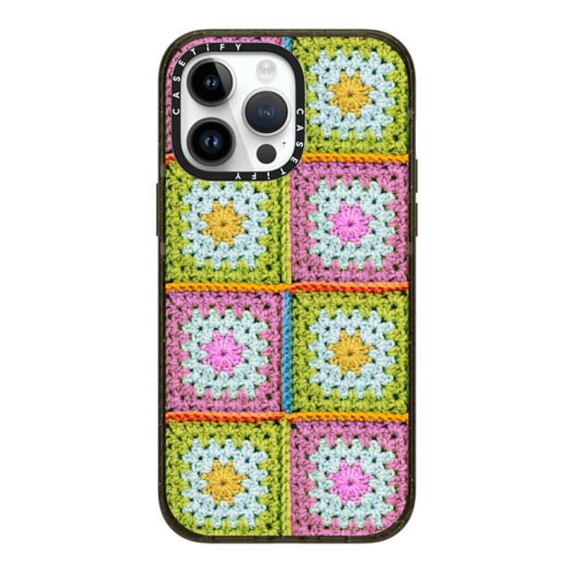 CASETiFY iPhone 14 Pro Max ケース ブラック インパクトケース MagSafe対応 Cottagecore Crochet Granny Squares