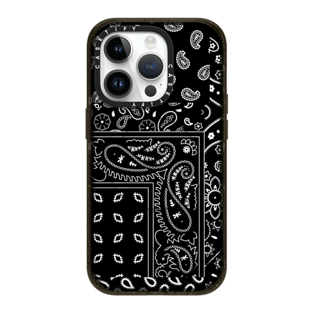 CASETiFY iPhone 14 Pro ケース ブラック インパクトケース MagSafe対応 Paisley Case - Black casetify