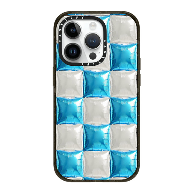 CASETiFY iPhone 14 Pro ケース ブラック インパクトケース MagSafe対応 Y2K,Pattern Balloon Checkers - Sky Blue