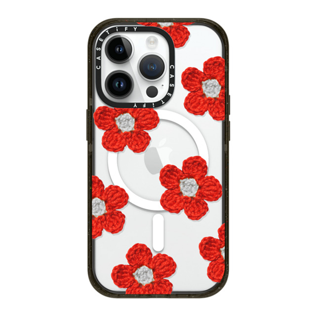 楽天ポイント還元】CASETiFY iPhone 14 Pro ケース ブラック インパクトケース MagSafe対応 Pattern,Y2K  Crochet Flowers - Red