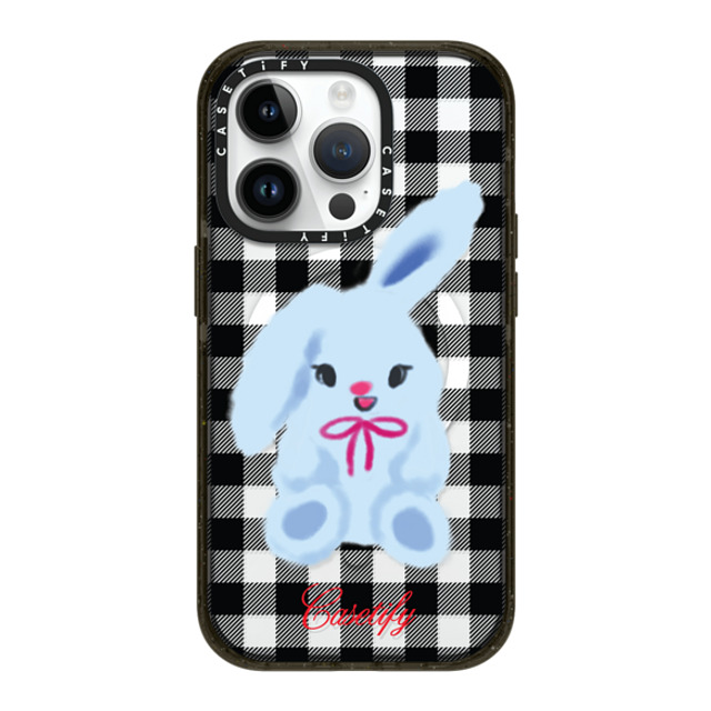 CASETiFY iPhone 14 Pro ケース ブラック インパクトケース MagSafe対応 Animal,Cartoon Bunny with Plaid