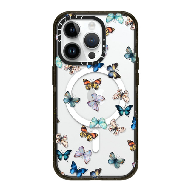 CASETiFY iPhone 14 Pro ケース ブラック インパクトケース MagSafe対応 Animal Noir Butterfly