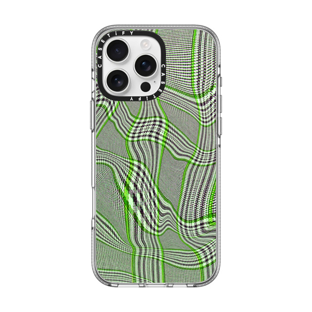 CASETiFY iPhone 16 Pro Max ケース クリア クリア ケース MagSafe対応 Surrealism Surrealism Distorted Plaid - Green Father's Day CASETiFY iPhone 16 Pro Max ケース クリア クリア ケース MagSafe対応 Surrealism Surrealism Distorted Plaid - Green Father's Day