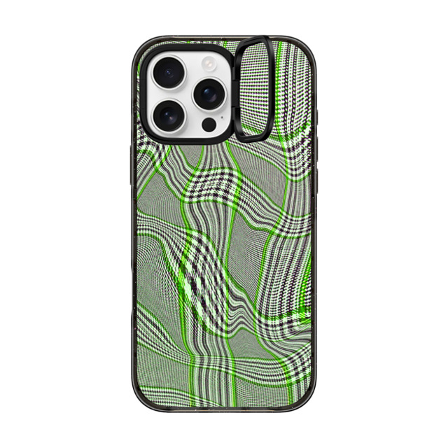 CASETiFY iPhone 16 Pro Max ケース ブラック インパクトリングスタンドケース MagSafe対応 Surrealism Surrealism Distorted Plaid - Green Father's Day CASETiFY iPhone 16 Pro Max ケース ブラック インパクトリングスタンドケース MagSafe対応 Surrealism Surrealism Distorted Plaid - Green Father's Day