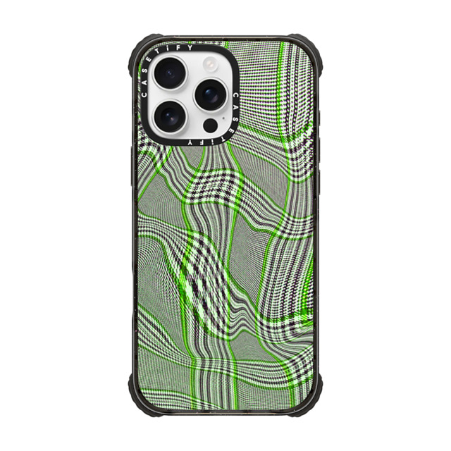 CASETiFY iPhone 16 Pro Max ケース ブラック ウルトラ インパクトケース MagSafe 対応 Surrealism Surrealism Distorted Plaid - Green Father's Day CASETiFY iPhone 16 Pro Max ケース ブラック ウルトラ インパクトケース MagSafe 対応 Surrealism Surrealism Distorted Plaid - Green Father's Day