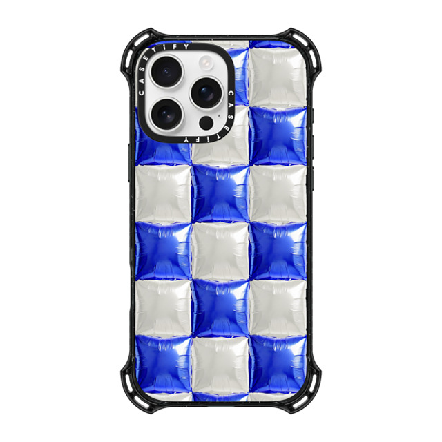 CASETiFY iPhone 16 Pro Max ケース ブラック バウンスケース Y2K,Pattern Balloon Checkers - Royal Blue