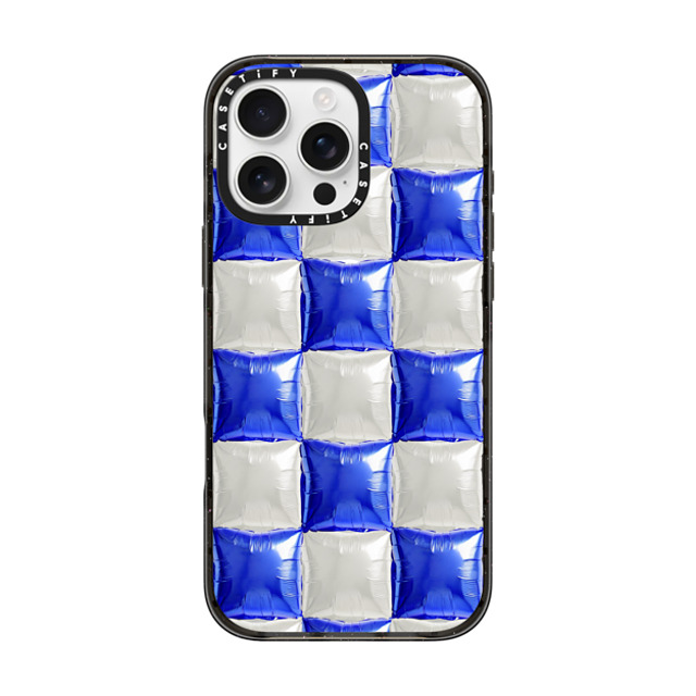 CASETiFY iPhone 16 Pro Max ケース ブラック インパクトケース MagSafe対応 Y2K,Pattern Balloon Checkers - Royal Blue