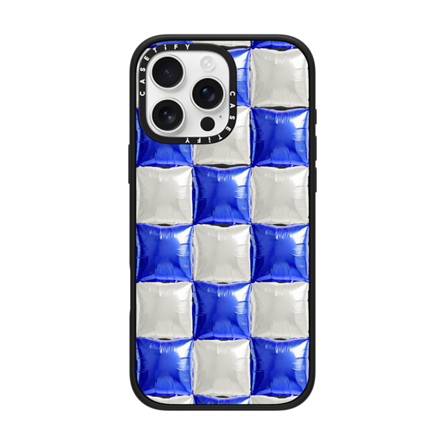 CASETiFY iPhone 16 Pro Max ケース マットブラック インパクトケース MagSafe対応 Y2K,Pattern Balloon Checkers - Royal Blue