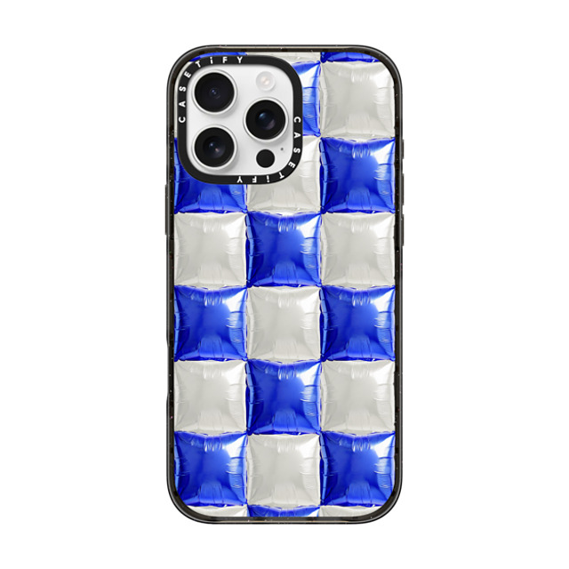 CASETiFY iPhone 16 Pro Max ケース ブラック インパクトケース Y2K,Pattern Balloon Checkers - Royal Blue