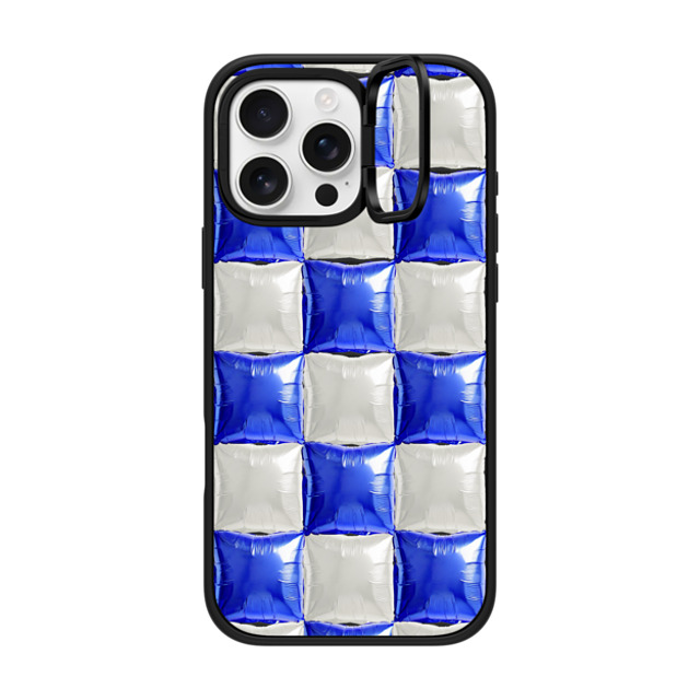 CASETiFY iPhone 16 Pro Max ケース マットブラック インパクトリングスタンドケース MagSafe対応 Y2K,Pattern Balloon Checkers - Royal Blue