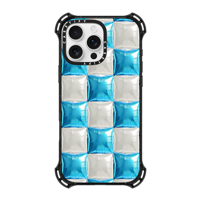 CASETiFY iPhone 16 Pro Max ケース ブラック バウンスケース Y2K,Pattern Balloon Checkers - Sky Blue