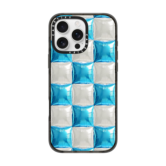 CASETiFY iPhone 16 Pro Max ケース ブラック インパクトケース MagSafe対応 Y2K,Pattern Balloon Checkers - Sky Blue