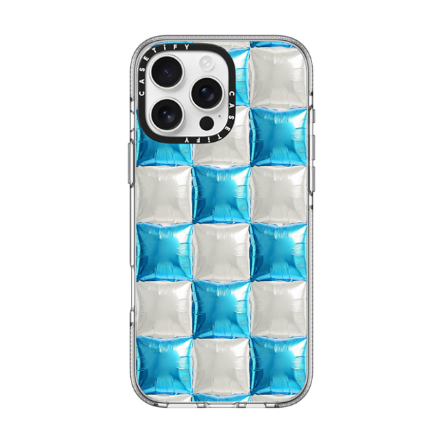 CASETiFY iPhone 16 Pro Max ケース クリア クリア ケース MagSafe対応 Y2K,Pattern Balloon Checkers - Sky Blue