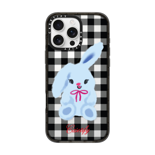 CASETiFY iPhone 16 Pro Max ケース ブラック インパクトケース Animal,Cartoon Bunny with Plaid