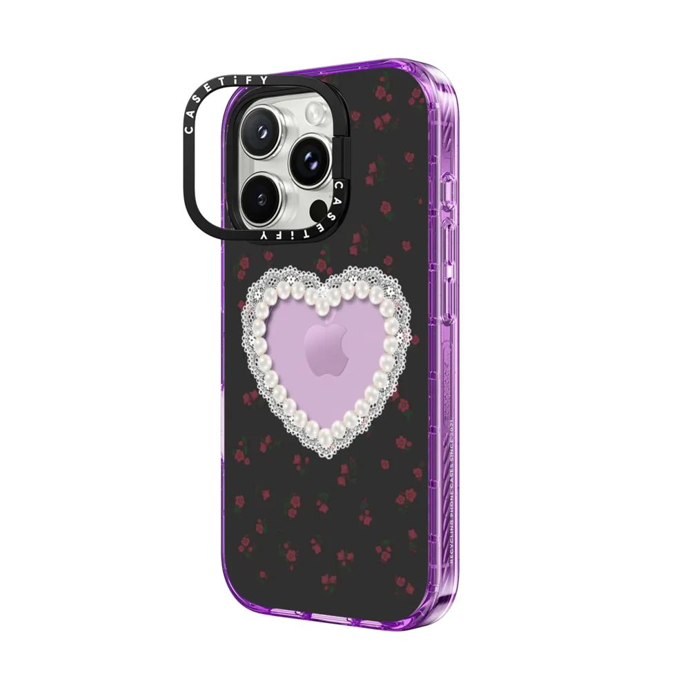 Impact Ring Stand iPhone 16 Pro Max Case MagSafe Compatible - Gothic Pearly Heart