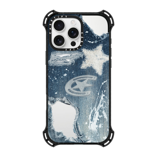 CASETiFY iPhone 16 Pro Max ケース ブラック バウンスケース Pattern Denim