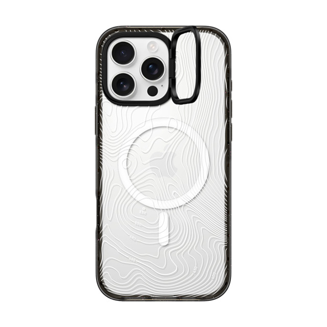 CASETiFY iPhone 16 Pro Max ケース ブラック インパクトリングスタンドケース MagSafe対応 nature,Pattern Topography Map