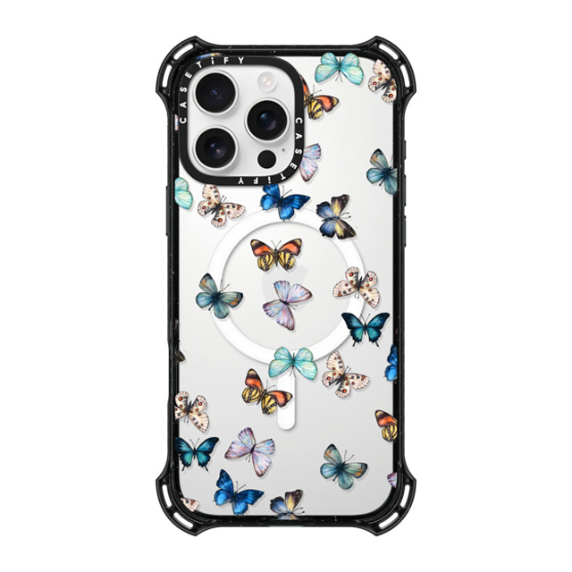 CASETiFY iPhone 16 Pro Max ケース ブラック バウンスケース Animal Noir Butterfly