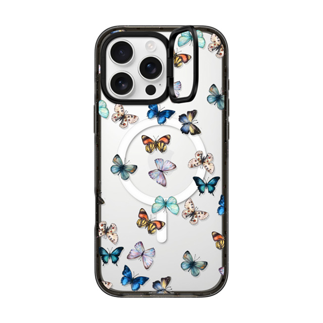 CASETiFY iPhone 16 Pro Max ケース ブラック インパクトリングスタンドケース MagSafe対応 Animal Noir Butterfly