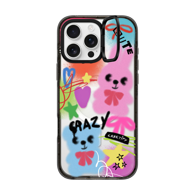 CASETiFY iPhone 16 Pro Max ケース ブラック インパクトリングスタンドケース MagSafe対応 Street Art Cute & Crazy