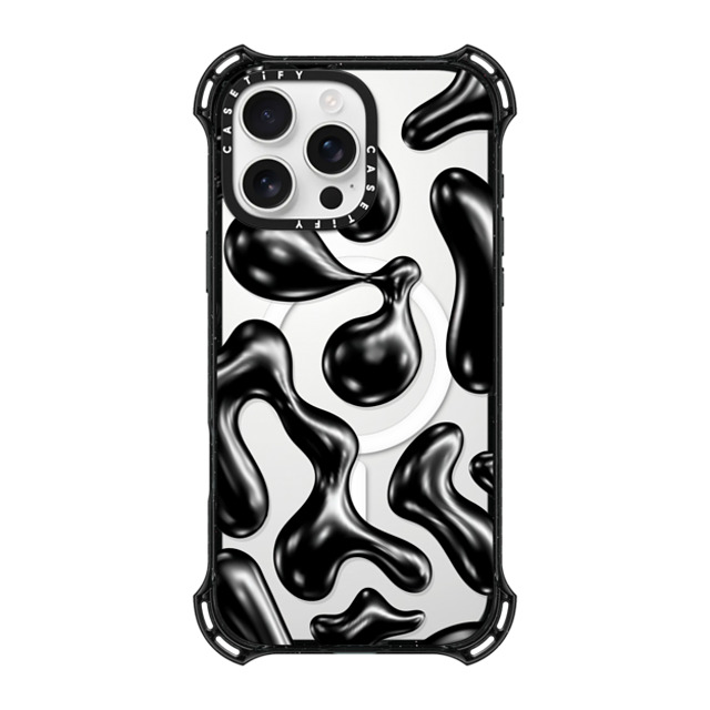 CASETiFY iPhone 16 Pro Max ケース ブラック バウンスケース Y2K,Pattern Liquid Groovy