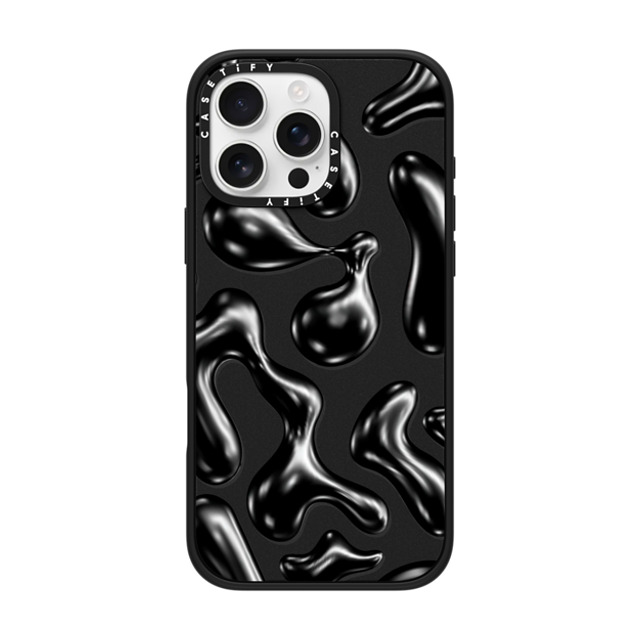 CASETiFY iPhone 16 Pro Max ケース マットブラック インパクトケース MagSafe対応 Y2K,Pattern Liquid Groovy