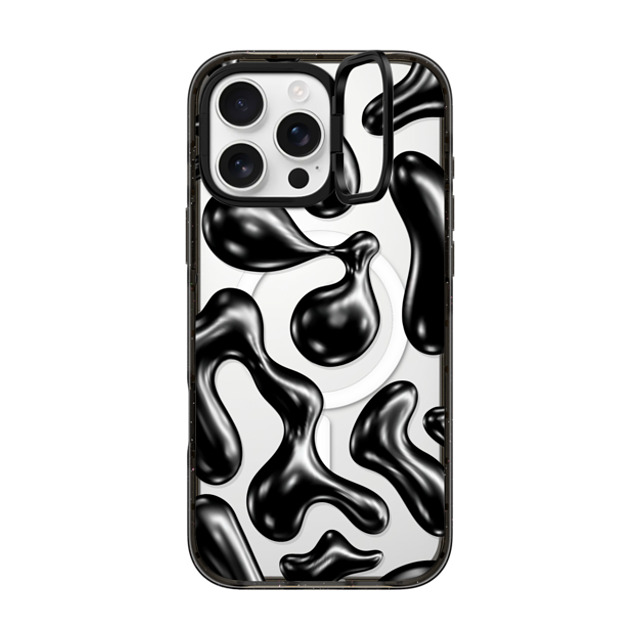 CASETiFY iPhone 16 Pro Max ケース ブラック インパクトリングスタンドケース MagSafe対応 Y2K,Pattern Liquid Groovy