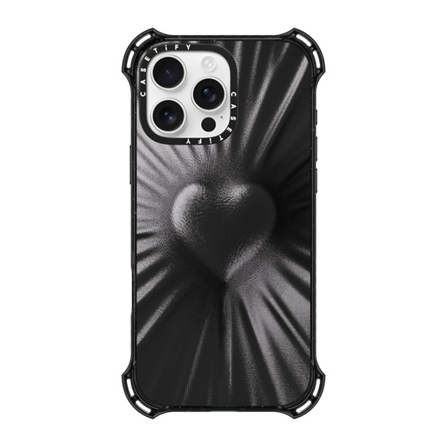 CASETiFY iPhone 16 Pro Max ケース ブラック バウンスケース Y2K Leather Heart